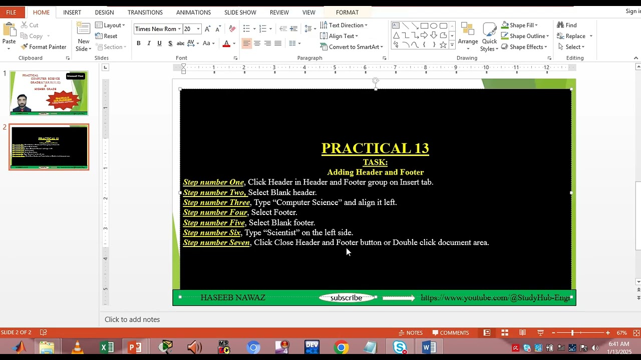 Microsoft Word||Practical 13||Adding Header and Footer