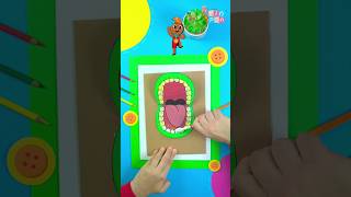 Pin Pon enseña a cepillarse los dientes con plantilla de cocodrilo | Manualidades para Niños #Shorts