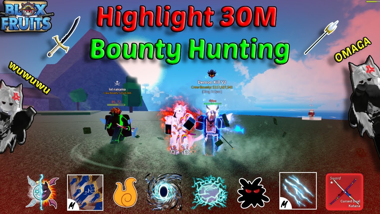 60M Bounty Pirates  God Human + CDK/Dark Blade + Portal/Rumble Combo (Blox  Fruits Bounty Hunting) 