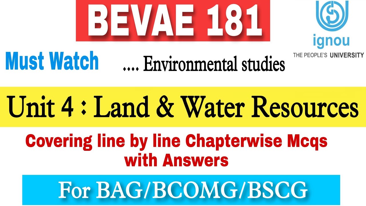 Ignou Bevae 181 Unit 4 mcq questions | Environmental studies mcq Bevae ...