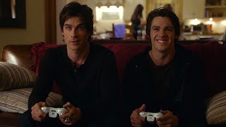 Damon and Jeremy Play Video Game Scene - The Vampire Diaries (2009) CLIP HD