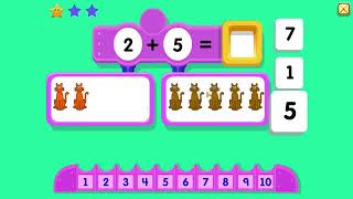 Starfall grade 1 math, Addition with 10