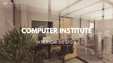 computer institute center interior design | reception interior | glass wall partition