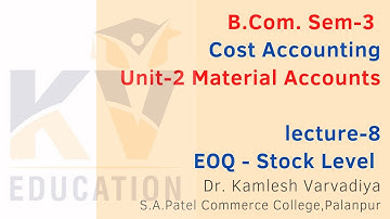 Lecture-8 Example - EOQ & Stock Level I Material AccountsI B.Com.Sem-3 I Cost Accounting