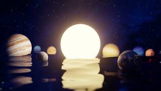 Floating Sun & Planets with Reflection  4K Relaxing Screensaver