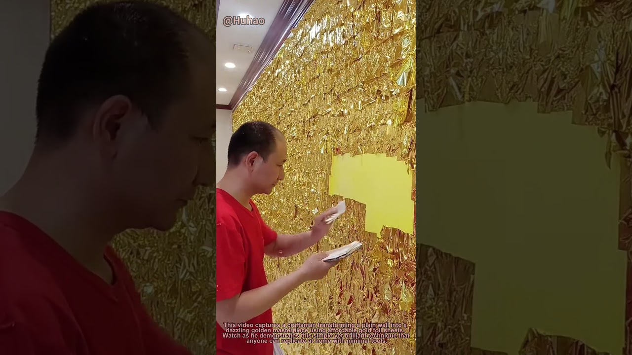 "Gold Foil Wall DIY: Easy & Stunning Home Makeover Idea | Low-Cost Decor Hack"