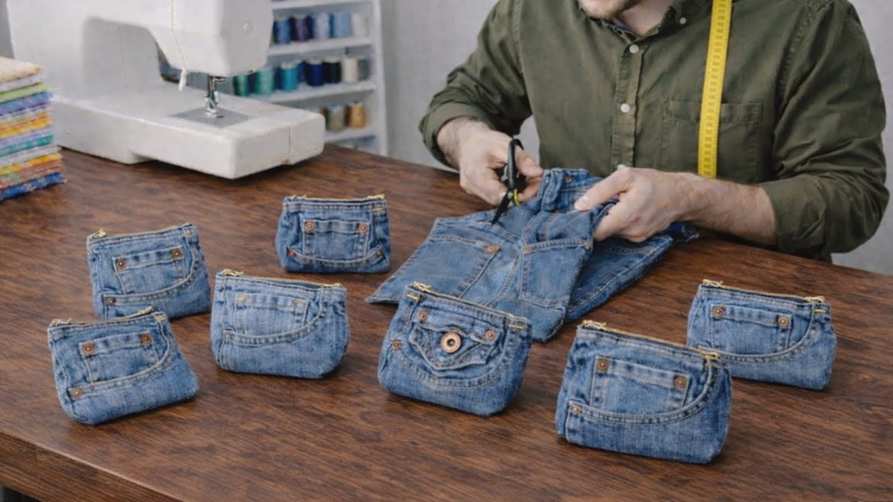 Use old jeans for useful things instead of throwing them away. nour sewlab