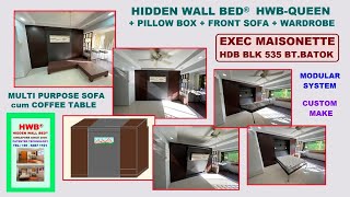 HDB Exec Maisonette HWB-Queen PillowBox +Multi Sofa +Coffee Table + Wardrobe.Hidden Wall Bed.HWB HUB