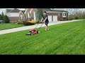 mowing the lawn