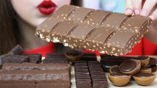 ASMR CHOCOLATE COVERED BARS, WAFERS & CARAMEL CANDY (CRUNCHY Eating Sounds) No Talking