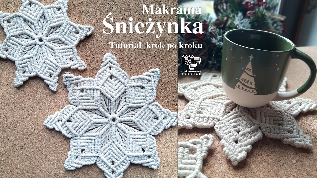 Śnieżynka, Płatek śniegu, Snowflake Makrama - Tutorial krok po kroku