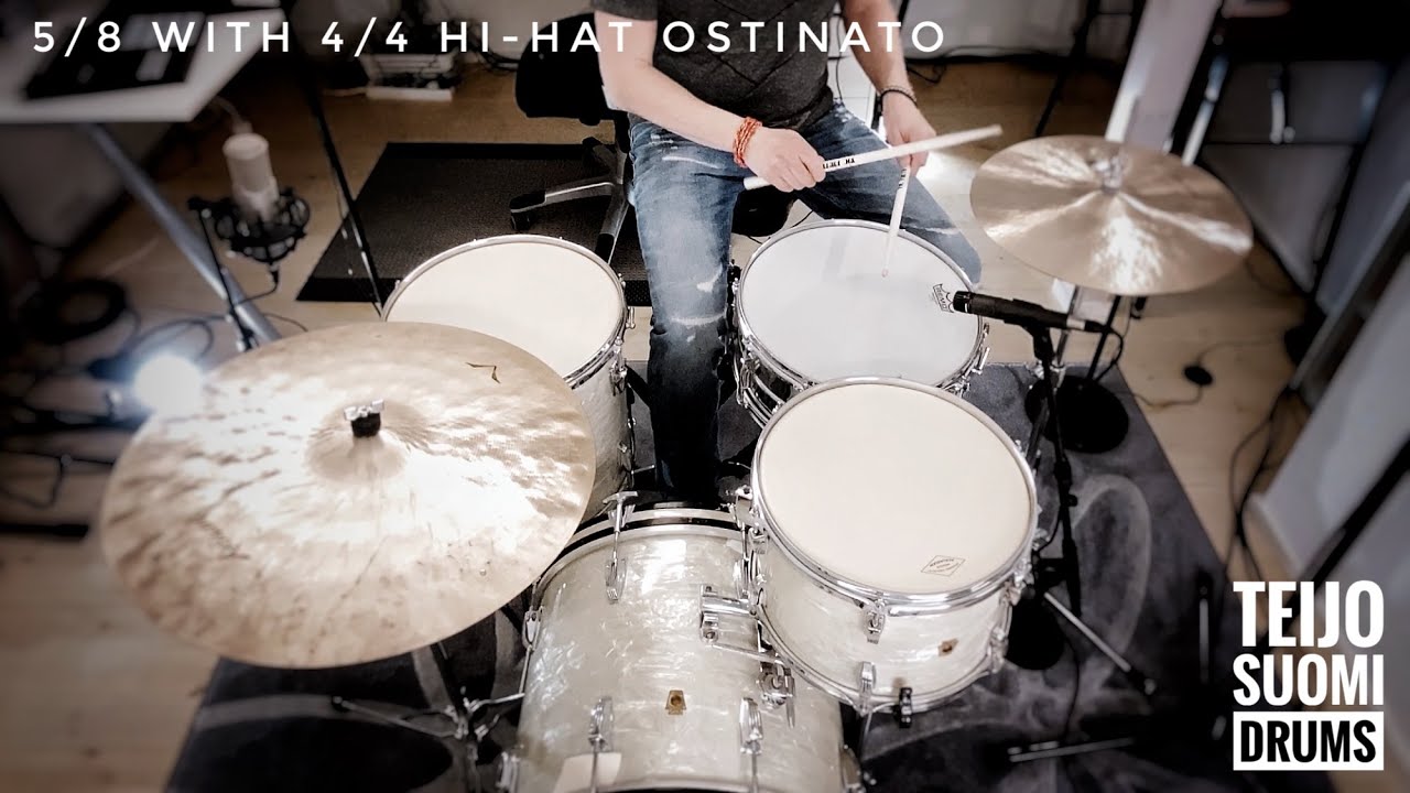 5/8 with 4/4 hihat ostinato Ludwig Jazzette Teijo Suomi Drums