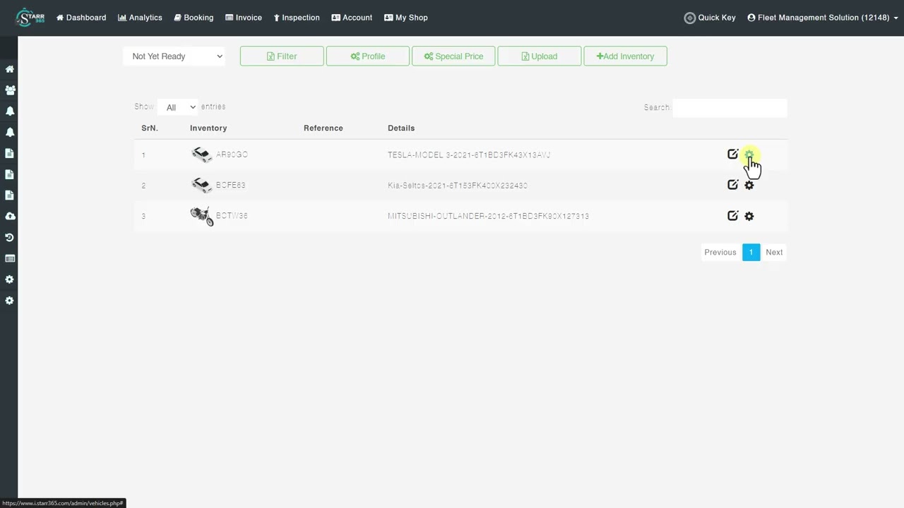 Manage Fleet List in RentAAA | Rental Management Software