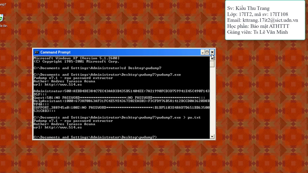BAITAP4 : Công cụ Pwdump7