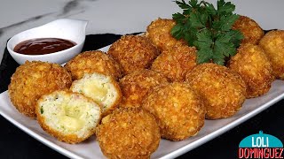 Bolitas de arroz frito y rellenas de queso, receta fácil - Loli Domínguez -  Recetas de comida - YouTube