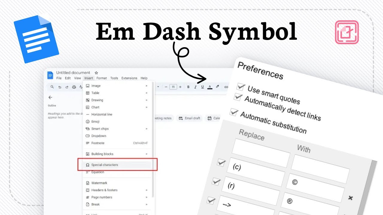 How to make an em dash in google docs (Instant Symbol) - YouTube