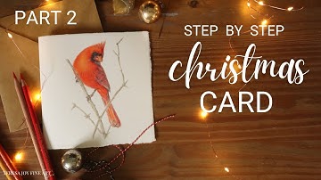 PART 2 - How to Draw a Christmas Cardinal Bird - Beginners Tutorial - Colored Pencils