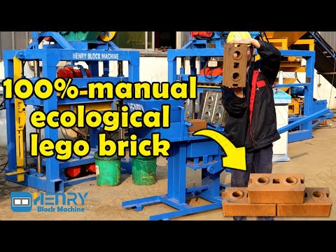 Manual compressed earth soil clay mud interlock interlocking block ...
