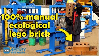 Manual compressed earth soil clay mud interlock interlocking block brick making machine