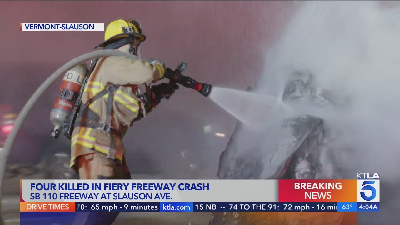 4 killed in fiery crash on 110 Freeway YouTube