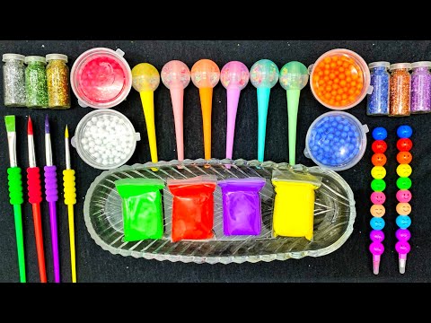 Satisfying Video ASMR | Lollipop rainbow Slime Mixing with Glitter 🌈