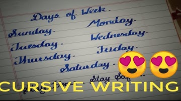 Days of week with spellings in cursive handwriting