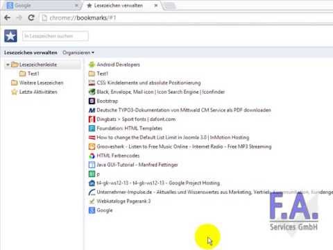 Google Chrome - Alle Lesezeichen in HTML Datei exportieren - YouTube