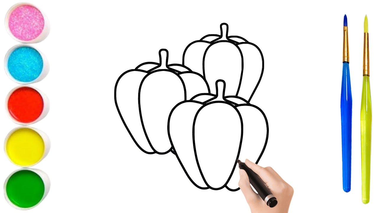 How To Draw Capsicum for Kids Easy, Drawing For Kids, Drawing Drawing, Step By Step