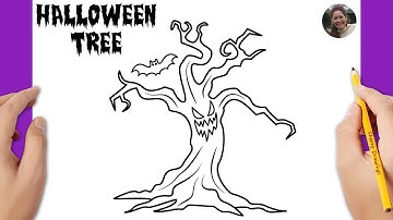 How To Draw A Halloween TREE Easy 🌳 | How to draw Halloween stuff 🎃