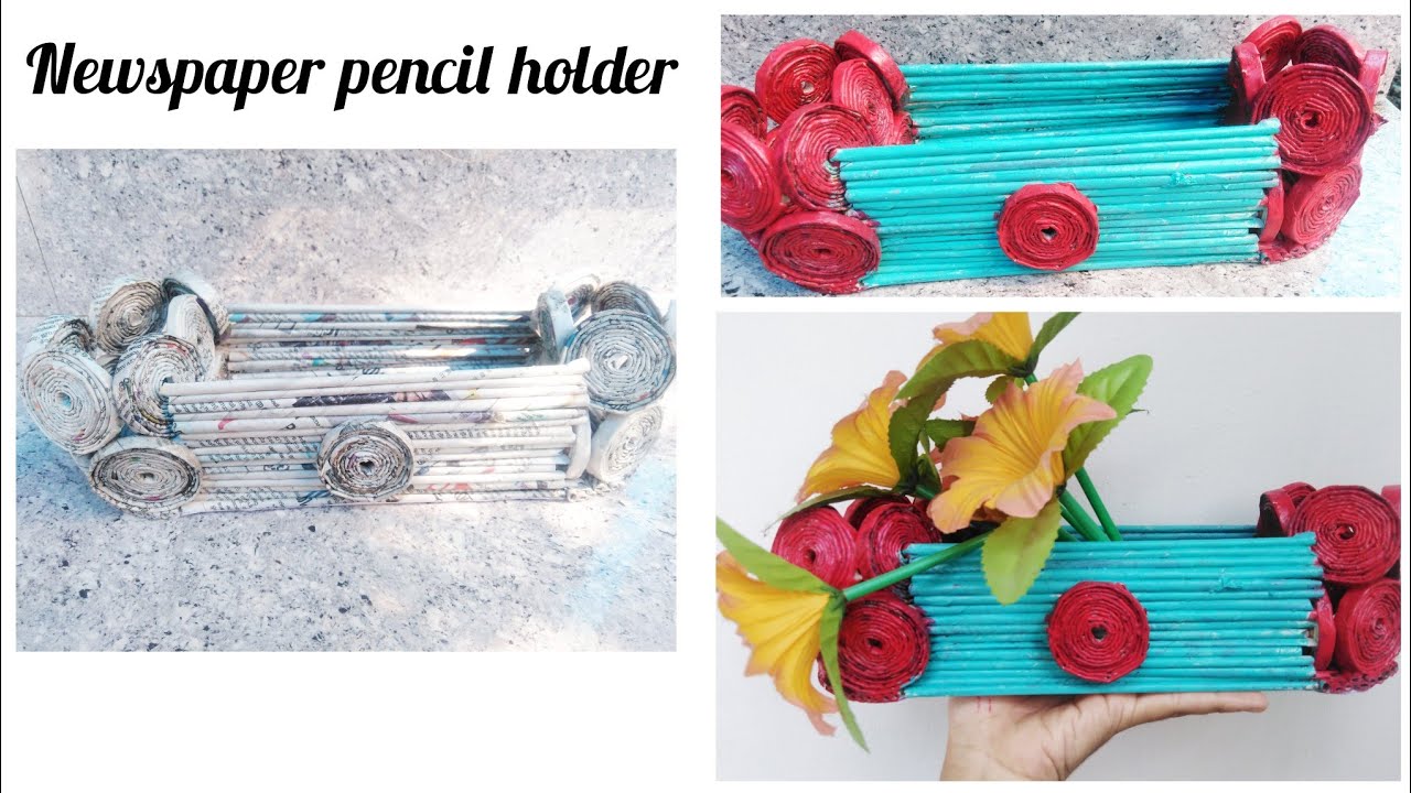 Newspaper pencil holder / DIY craft.. YouTube