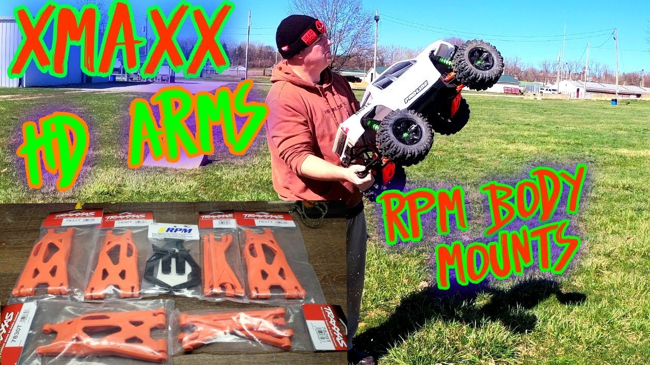 Xmaxx Traxxas heavy duty arms and Rpm body mounts YouTube