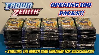 I opened 100 PACKS OF CROWN ZENITH to try to COMPLETE THE SET!! + GIVEAWAY!! (pokemon card opening)