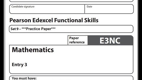 Functional Skills Maths E3 Past Paper 9 Pearson Edexcel