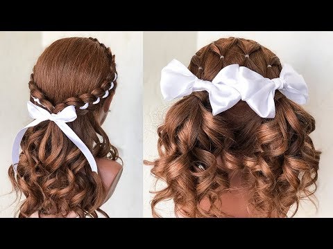 Прическа на 1 сентября с бантами видео уроки
