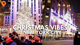 NYC Christmas Season Walk - Rockefeller Center I Saks Fifth Ave light Show I 6th Ave [4K]