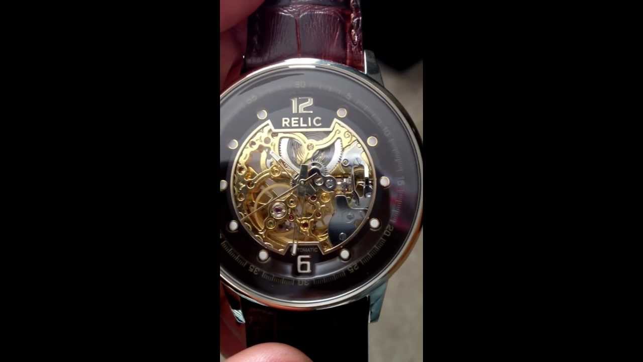 Relic Skeleton watch rotation - YouTube