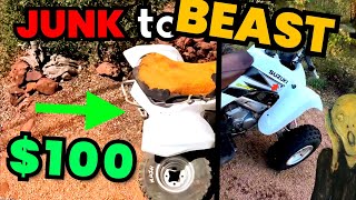 Totally Broken $100 Sport Quad on 3 Wheels. Let's FIX this Suzuki LTZ 250 and RIP IT.