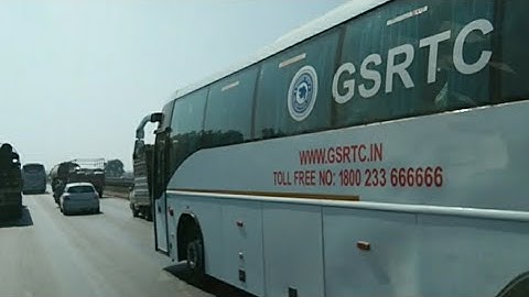 GSRTC | Back to back 3 Volvo overtake on Tapi Bridge