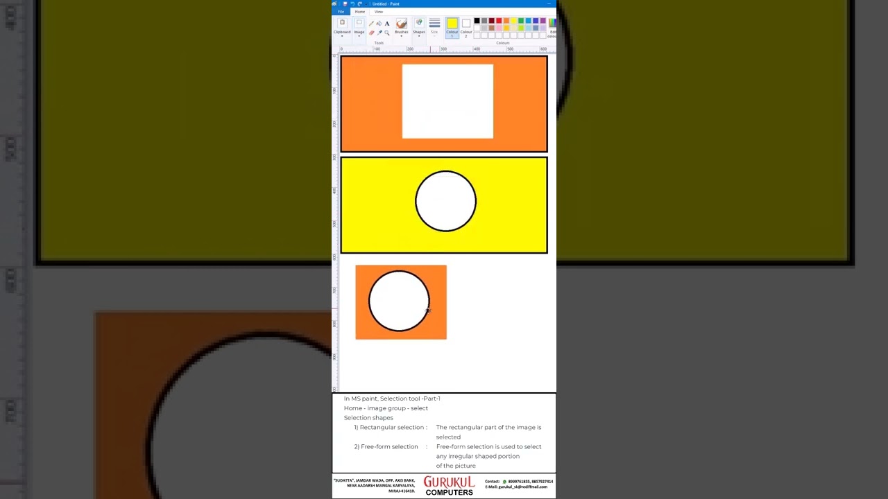 In MS paint, SELECTION tool, Part-1
