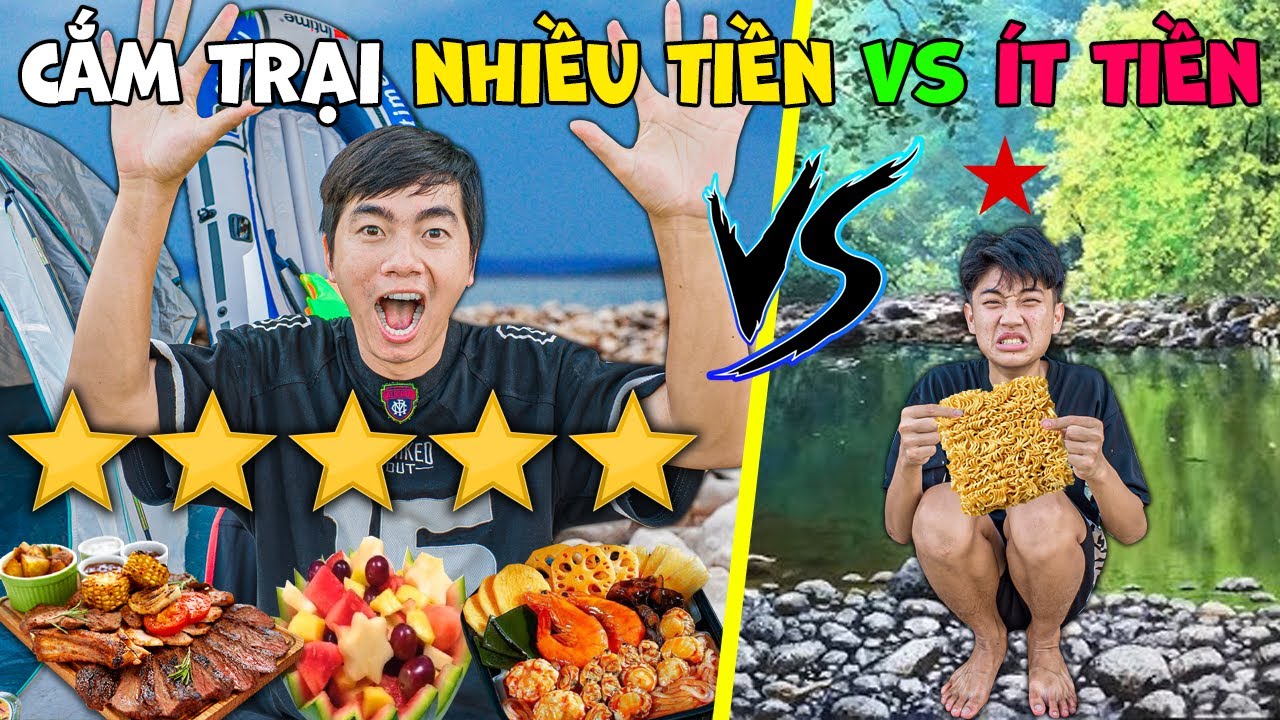 Thái Chuối Thử Thách Cắm Trại Lúc 12H Đêm Bên Bờ Suối - Cắm Trại Nhiều Tiền Vs Ít Tiền