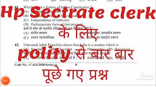 Most Important Questions HP Sectrate Clerk Post Code 962 or JOA IT 965
