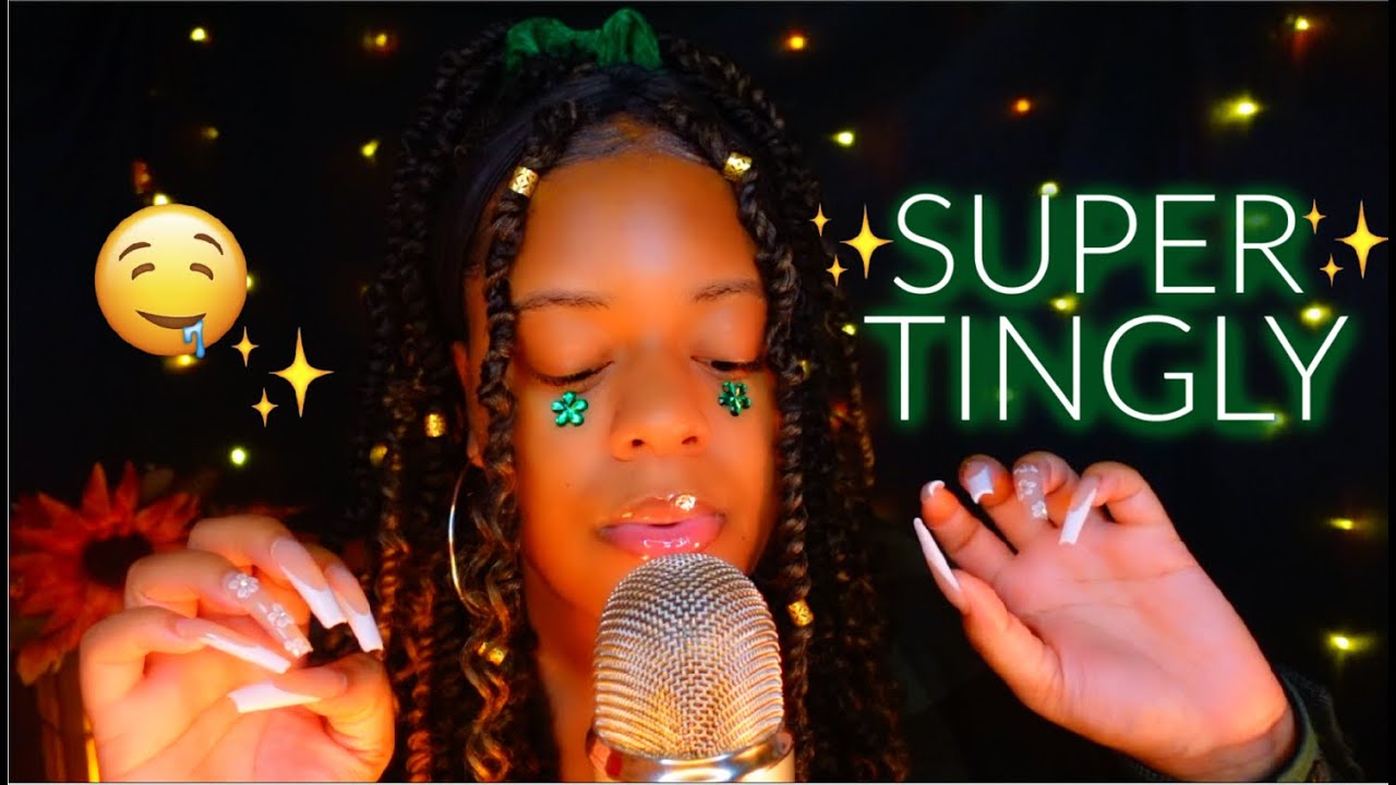 ASMR ✨LONG NAIL TAPPING & CLACKING 💅🏾💚✨ (Soothing Whispers, Mouth Sounds & Scratching✨)