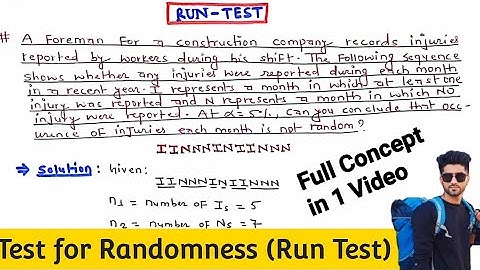 RUN Test | Part-1 Non Parametric Test for Small and Large Samples |test for randomness |MBA MCA MBS
