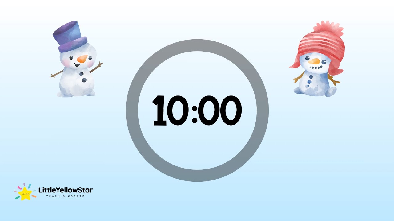 Cute Snowman – 10 Minutes Countdown Timer With Instrumental Music | Peaceful Classroom Timer