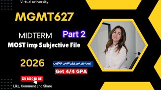 MGMT627 Midterm Subjective Preparation 2026 | MGMT 627 Midterm Paper 2026 | Part 2 #mgmt627 #vu