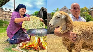 Mix of National Dish with Whole Lamb and Large Kutab with Fresh Greens Recipe!