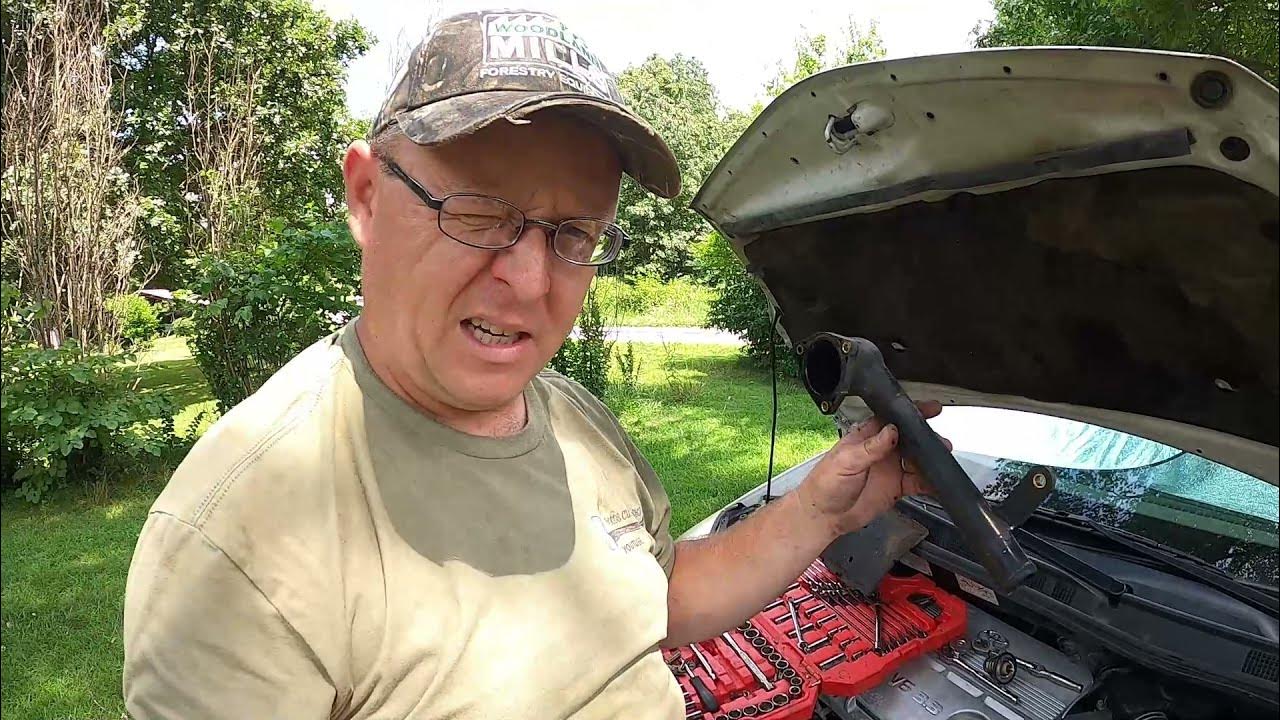 2004 Toyota sienna xle thermostat housing change part 2 - YouTube