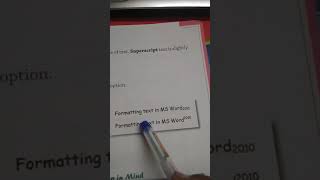 Formatting in MS Word,Subscript and Superscript for class 4th