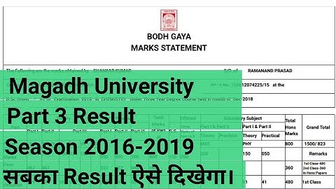 Magadh University BA/BSc/BCom/Part 3 Exam Result||Mu Part 3 Result 2019