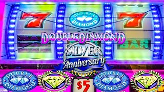 MULTIPLIERS!! Old School Double Diamond Silver Anniversary 3 Reel Slot